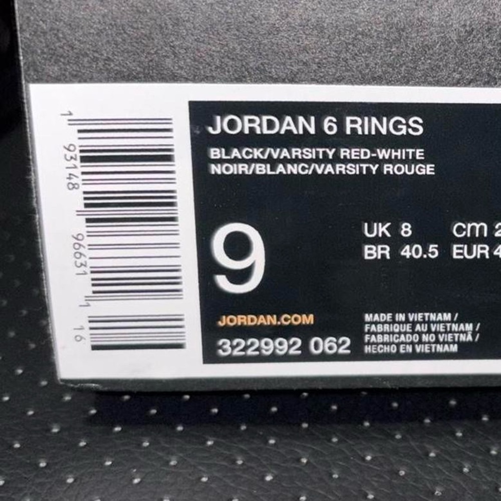 Jordan 6 rings black red white - Picture 5 of 5